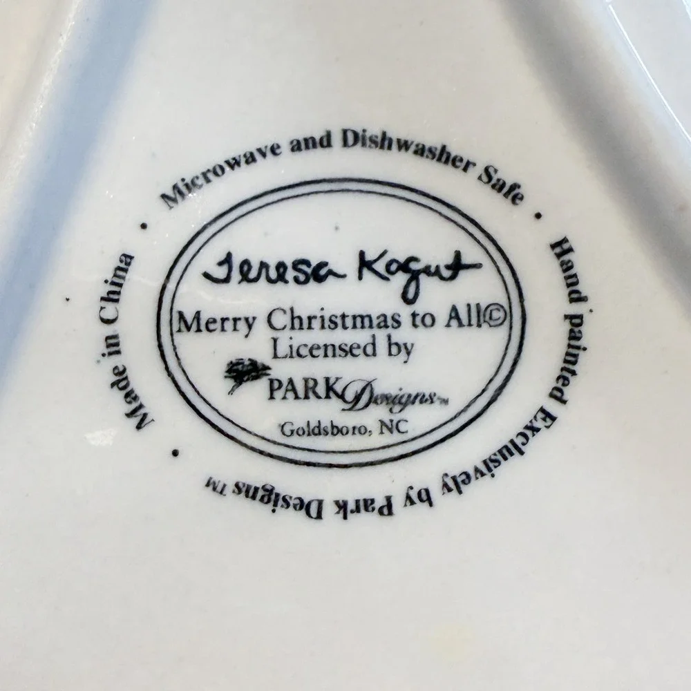 Park Designs Teresa Kogut Christmas Joys Ceramic Tree Trivet Spoon Rest Folk Art